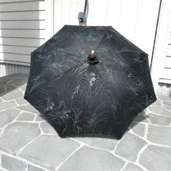 黒地・ラメ入り正絹日傘（傘袋付き） 1枚目の画像