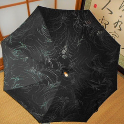 黒地・ラメ入り正絹日傘（傘袋付き） 7枚目の画像