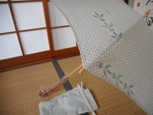 反物から草花織出し日傘（傘袋付） 10枚目の画像