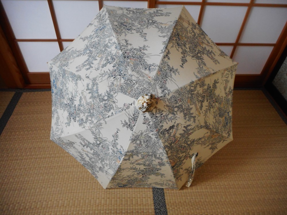 美品　大島紬　リメイク傘　日傘　長傘 美品 大島紬 リメイク傘 日傘 長傘 （小紋の着物で日傘（傘袋