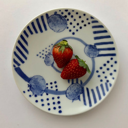 sometsuque citrus pattern plate  - 染付 柑橘文 中皿 - 1枚目の画像