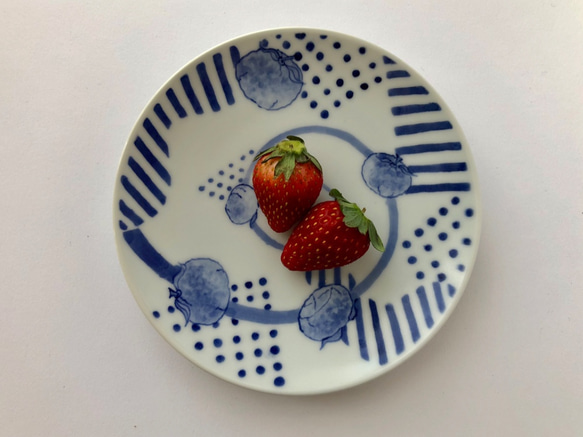 sometsuque citrus pattern plate  - 染付 柑橘文 中皿 - 1枚目の画像