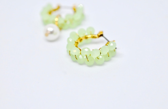 2ウェイフープ   ピアス　green glass 3枚目の画像