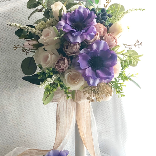 ❤︎アーティシャルフラワー ブーケ 結婚式 前撮り ブートニア付き