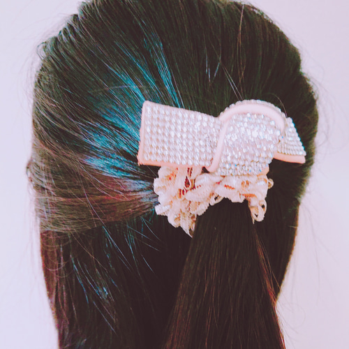 エクラリボン ♡クリア×ピンクベージュ♡ ヘアゴム much to you