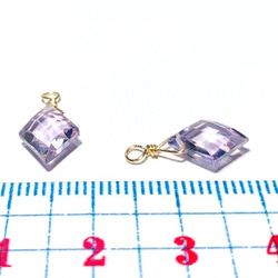 【天然石チャーム】ピンクアメジスト　ダイヤカット　２個　14kgf 　ハンドメイド素材 4枚目の画像