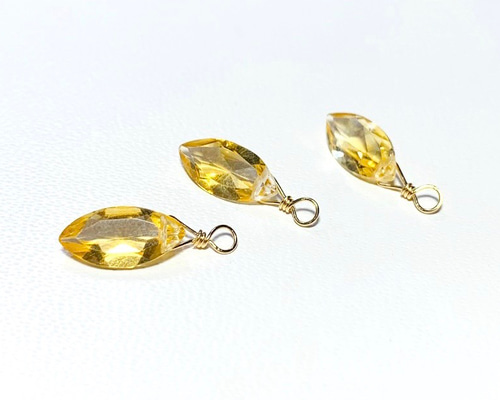 天然石チャーム】宝石質シトリン 14kgf マーキス 1個 ハンドメイド素材