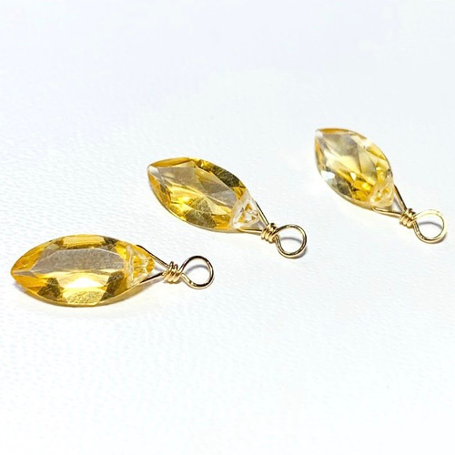 天然石チャーム】宝石質シトリン 14kgf マーキス 1個 ハンドメイド素材