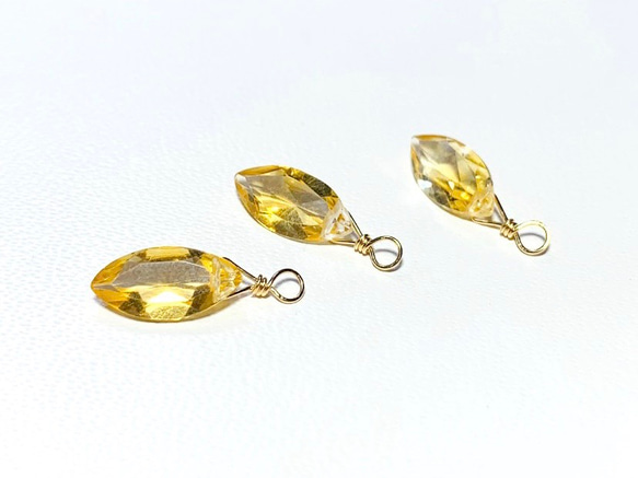 天然石チャーム】宝石質シトリン 14kgf マーキス 1個 ハンドメイド素材