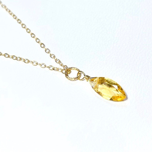 天然石チャーム】宝石質シトリン 14kgf マーキス 1個 ハンドメイド素材