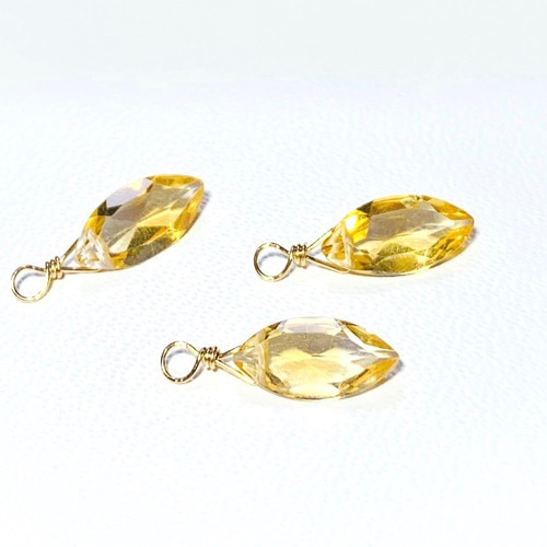 天然石チャーム】宝石質シトリン 14kgf マーキス 1個 ハンドメイド素材