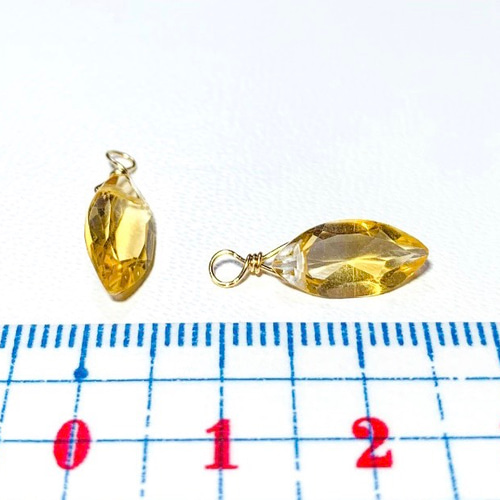 天然石チャーム】宝石質シトリン 14kgf マーキス 1個 ハンドメイド素材