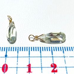 【天然石チャーム】宝石質グリーンアメジスト　14kgf　2個　ハンドメイド素材 4枚目の画像