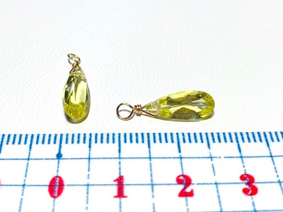 【天然石チャーム】宝石質レモンクォーツ　14kgf　2個　ハンドメイド素材 4枚目の画像