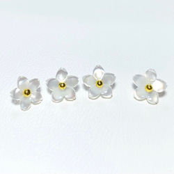 高品質ホワイトシェル（白蝶貝）AAA　桜　8ｍｍ　チャーム　２個　ハンドメイド素材 1枚目の画像