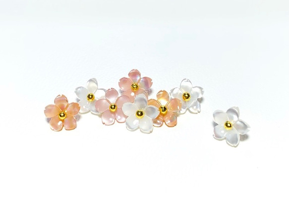 高品質ピンクシェルAAA　桜　8ｍｍ　チャーム　２個　ハンドメイド素材 4枚目の画像