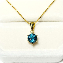 【天然石ペンダントトップ】ロンドンブルートパーズAAA　18KGP製　ネックレス　ハンドメイド素材 2枚目の画像