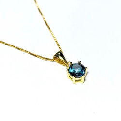 【天然石ペンダントトップ】ロンドンブルートパーズAAA　18KGP製　ネックレス　ハンドメイド素材 3枚目の画像