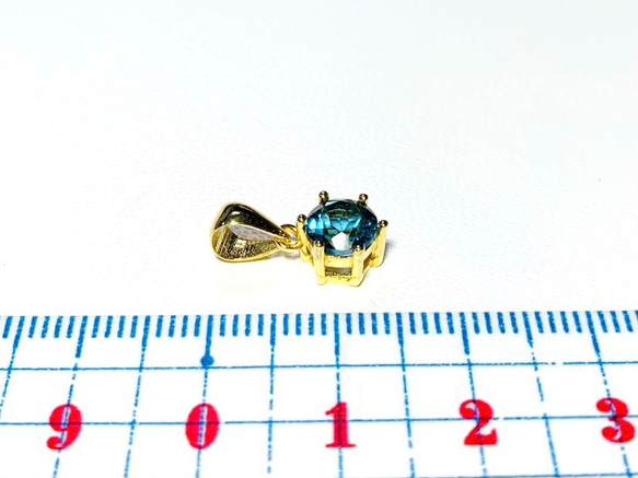 【天然石ペンダントトップ】ロンドンブルートパーズAAA　18KGP製　ネックレス　ハンドメイド素材 4枚目の画像