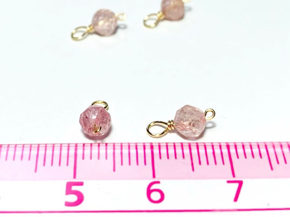 【天然石チャーム】ピンクエピドート　14kgf　４個　ハンドメイド素材 3枚目の画像