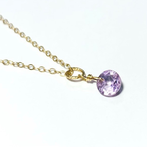 天然石チャーム】ピンクアメジストAAA 14kgf ラウンドファセット 1個