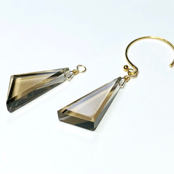 【天然石チャーム】スモーキークォーツAAA　14kgf 　２個　ハンドメイド素材 2枚目の画像