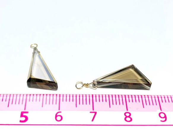 【天然石チャーム】スモーキークォーツAAA　14kgf 　２個　ハンドメイド素材 3枚目の画像