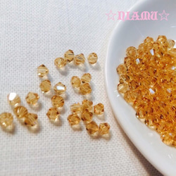 【多面カットビーズ】　4mm　シャンパンゴールド　100粒 ハンドメイド素材 2枚目の画像