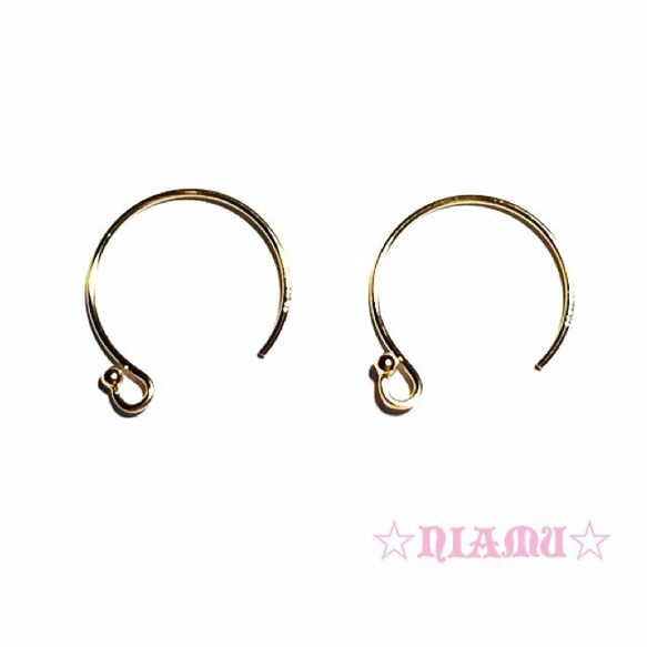 【14kgf ピアスフック】ゴールド　1ペア　ハンドメイド素材 2枚目の画像