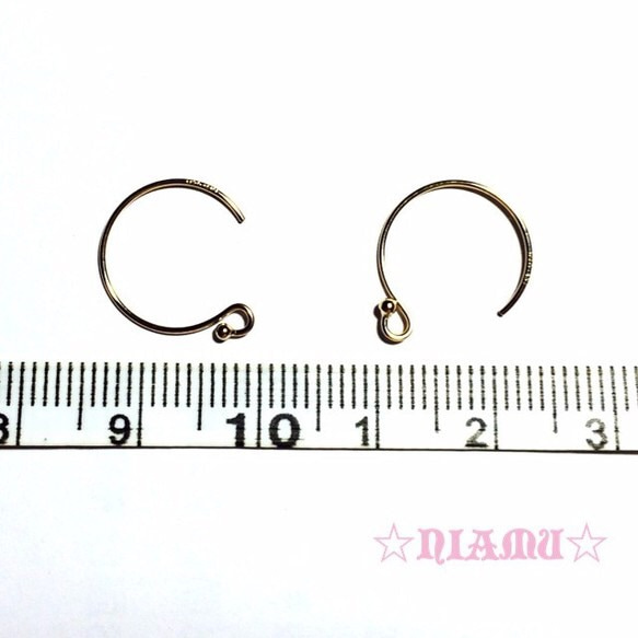 【14kgf ピアスフック】ゴールド　1ペア　ハンドメイド素材 3枚目の画像