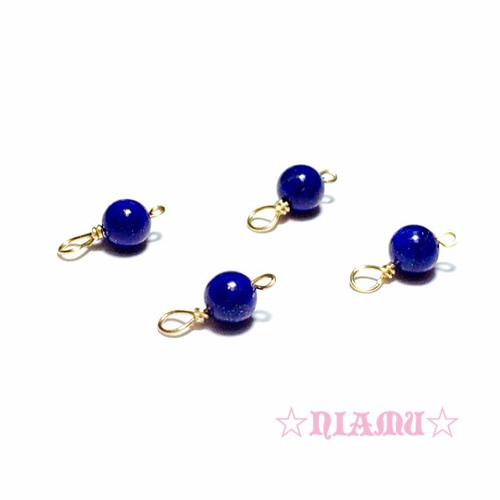 天然石チャーム】14kgf 宝石質 ラピスラズリ 4mm 4個 ハンドメイド 