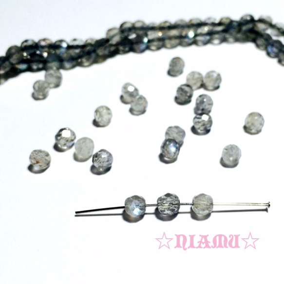 【天然石ラウンドカット】宝石質ラブラドライトAAA　10個　ハンドメイド素材 3枚目の画像