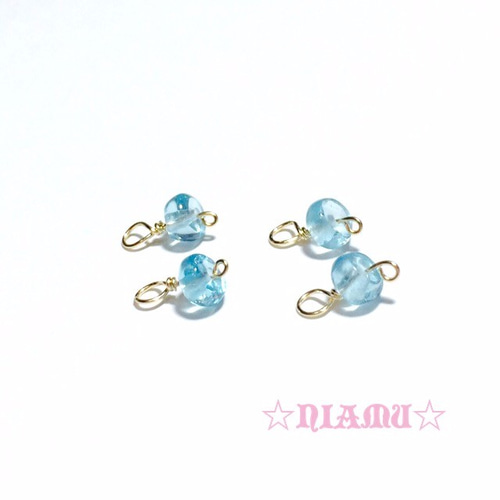 天然石チャーム】14kgf 宝石質 アパタイト 4mm 4個 ハンドメイド