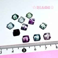 【天然石ロンデル】フローライトAAA　スクエアロンデル 8粒　ハンドメイド素材 3枚目の画像