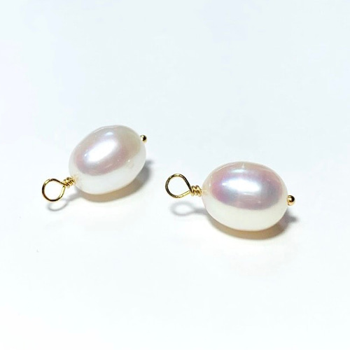 天然石と淡水パールのチャーム、ハンドメイド ネックレス