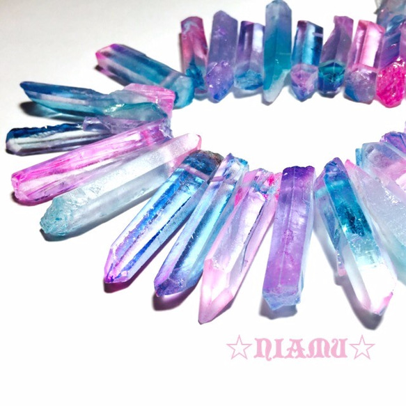クリスタル氷柱カット】メタリックコーティング 4本入り ハンドメイド 