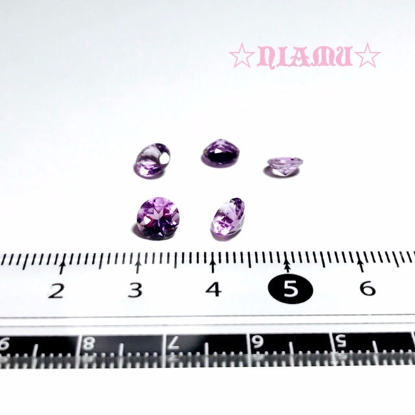 【ピンクアメジストAAA】穴なしブリリアントカット　6mm　1個　ハンドメイド素材 2枚目の画像