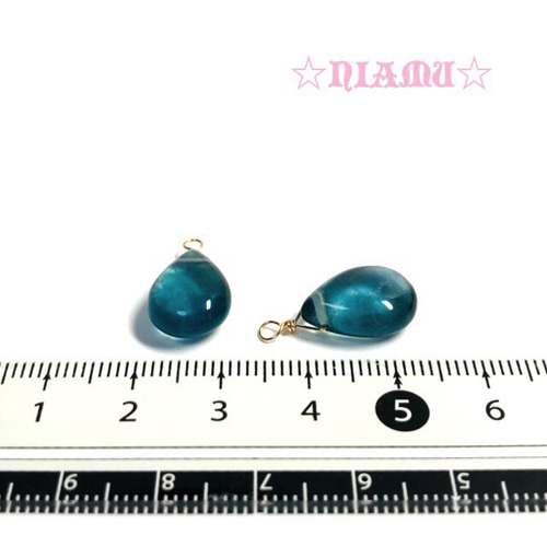 天然石チャーム】14kgf 宝石質ブルーフローライトAAA ペアシェイプ形