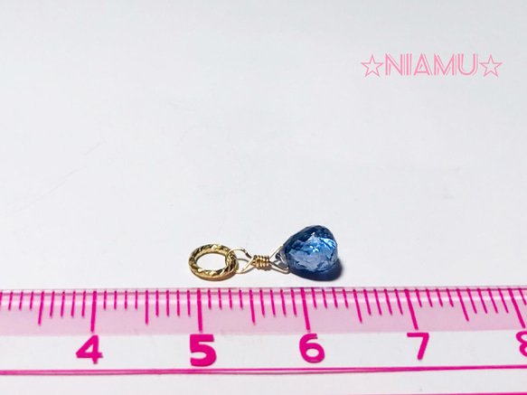 １点もの【天然石ペンダントトップ】宝石質カイヤナイト　14kgf 　ハンドメイド素材 4枚目の画像