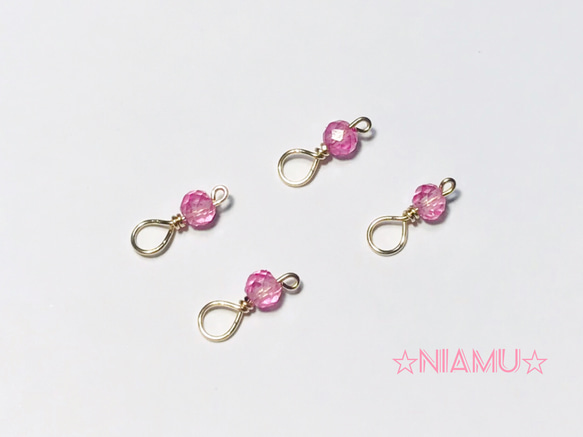 天然石チャーム】14kgfピンクトパーズAAA 3mm 4個 ハンドメイド素材