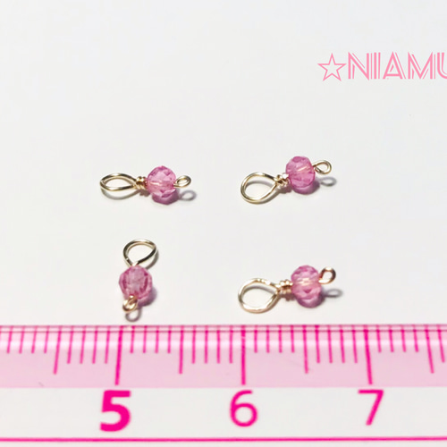 天然石チャーム】14kgfピンクトパーズAAA 3mm 4個 ハンドメイド素材