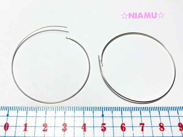 【Silver925　ピアスフープ】45mm シルバー　1ペア　ハンドメイド素材 3枚目の画像