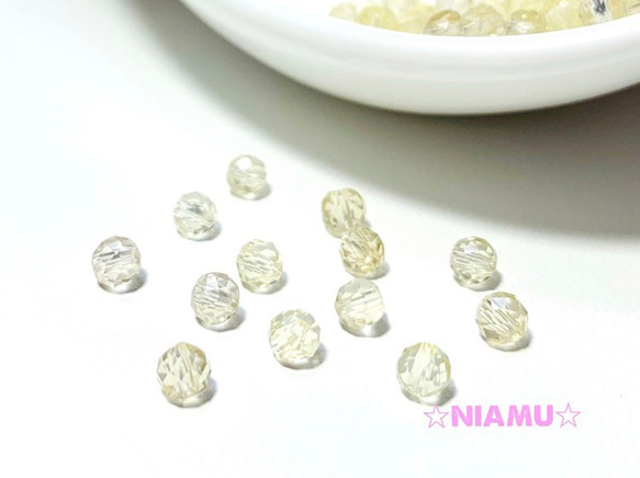 【天然石ラウンドカット】レモンクォーツAAA　4mm　10粒　ハンドメイド素材 1枚目の画像