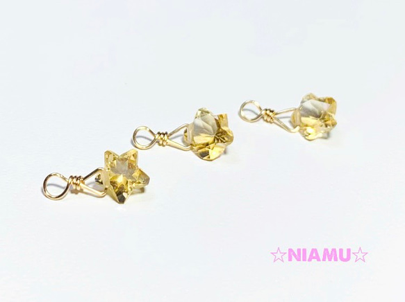 【天然石チャーム】シトリン　スターカット　１個　ハンドメイド素材 1枚目の画像