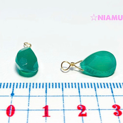 【天然石チャーム】14kgf グリーンオニキス　２個　ハンドメイド素材 4枚目の画像