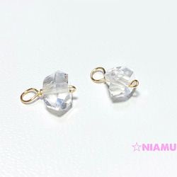 【天然石チャーム】ハーキマーダイヤモンド　2個　14kgf　ハンドメイド素材 1枚目の画像