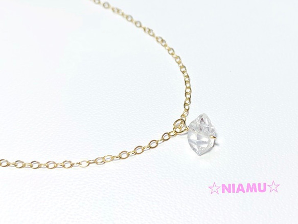 【天然石チャーム】ハーキマーダイヤモンド　2個　14kgf　ハンドメイド素材 3枚目の画像