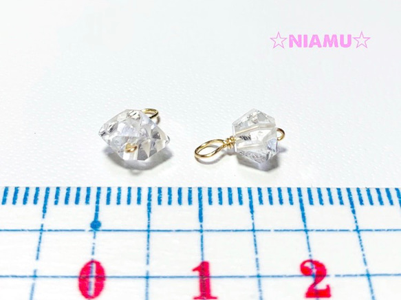【天然石チャーム】ハーキマーダイヤモンド　2個　14kgf　ハンドメイド素材 4枚目の画像