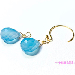 【天然石チャーム】 大粒ブルーカルセドニーAAA　２個　14kgf　ハンドメイド素材 2枚目の画像