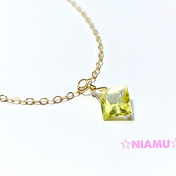 【天然石チャーム】宝石質レモンクォーツ14kgf　ダイヤ　2個 　ハンドメイド素材 3枚目の画像